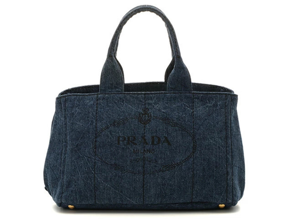 Prada bag tote Canapa blue denim